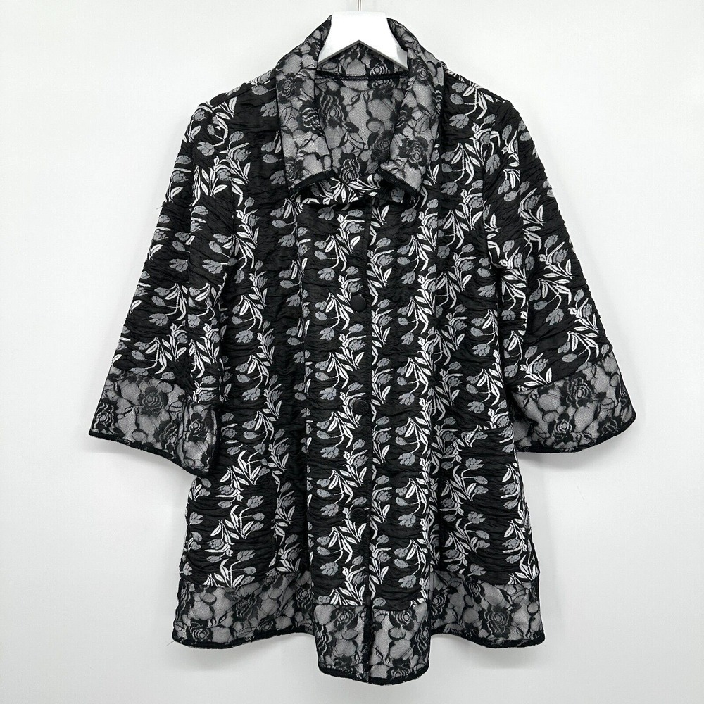 Womens Reversible Jacket Small Medium Floral Lace Pockets Whimsigoth Witchy Boho